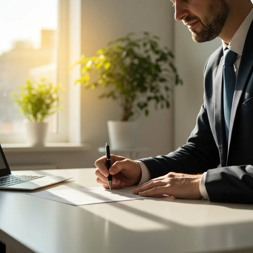 Chef d'entreprise souscrivant son contrat d'assurance RC pro