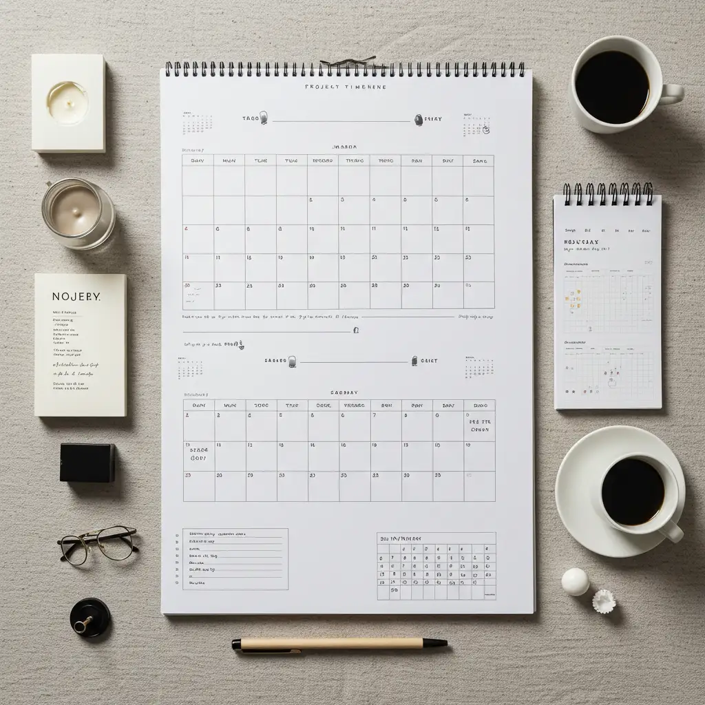 Planification de projet avec calendrier et timeline de recrutement