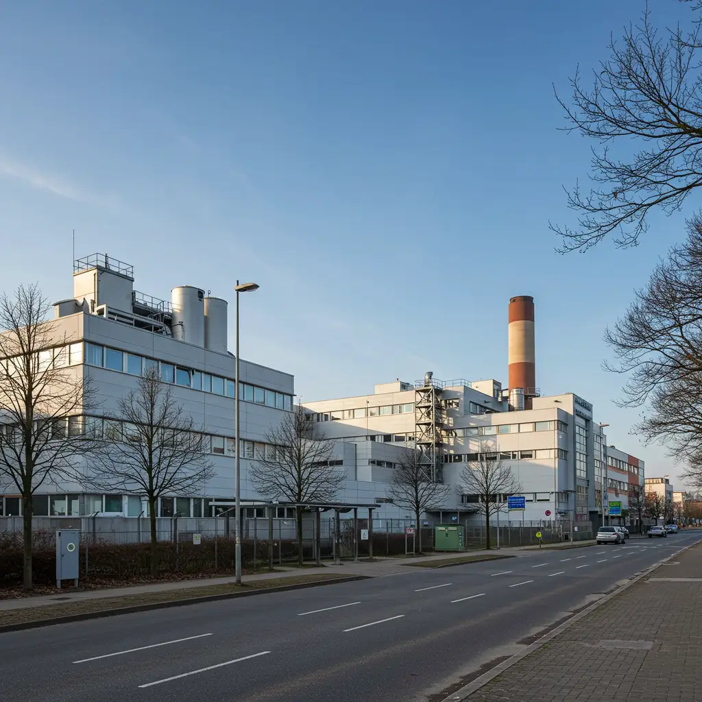 Paysage urbain et industriel allemand représentant la solidité économique et la culture de l'exportation