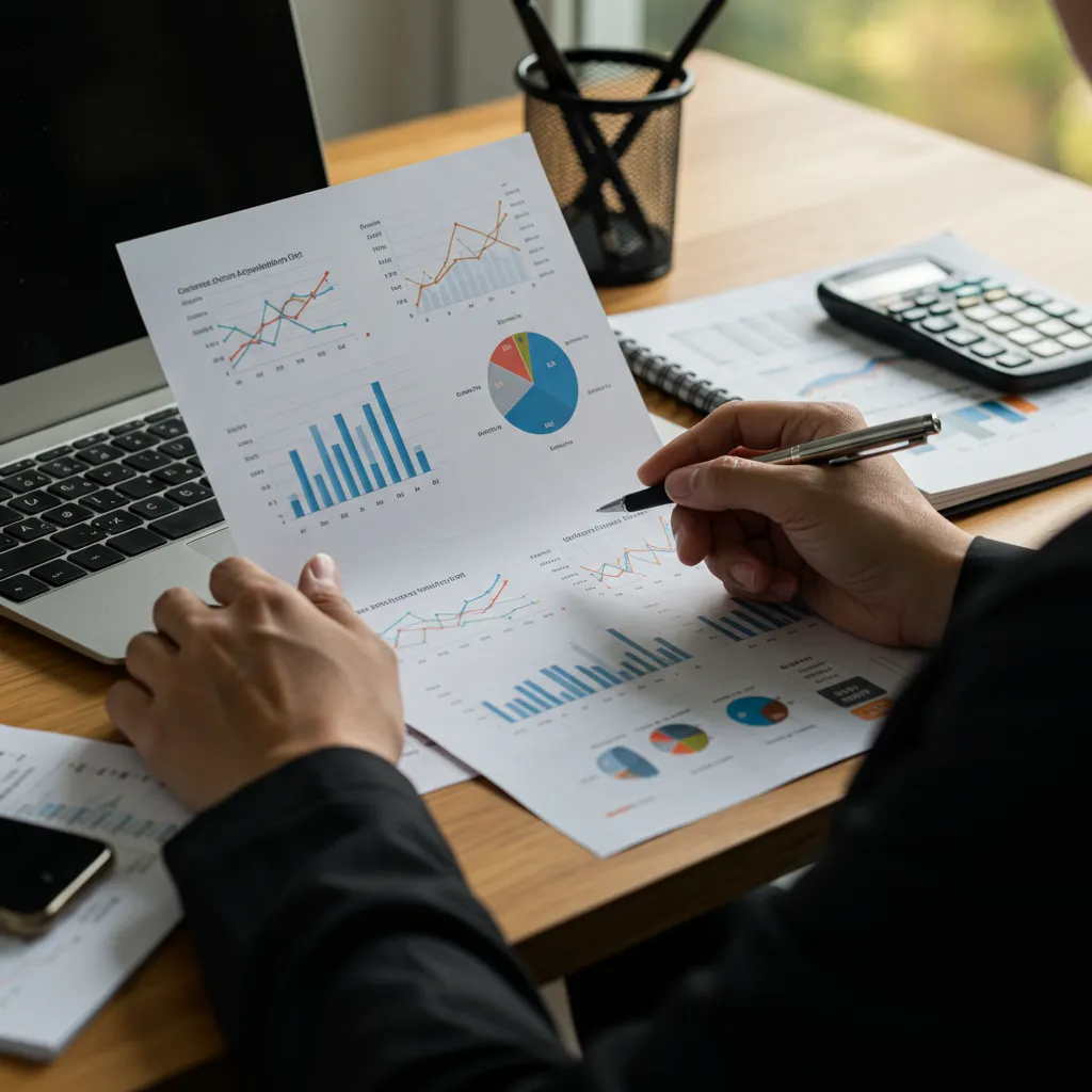 Analyste commercial examinant les métriques de coût d'acquisition client et de valeur vie client