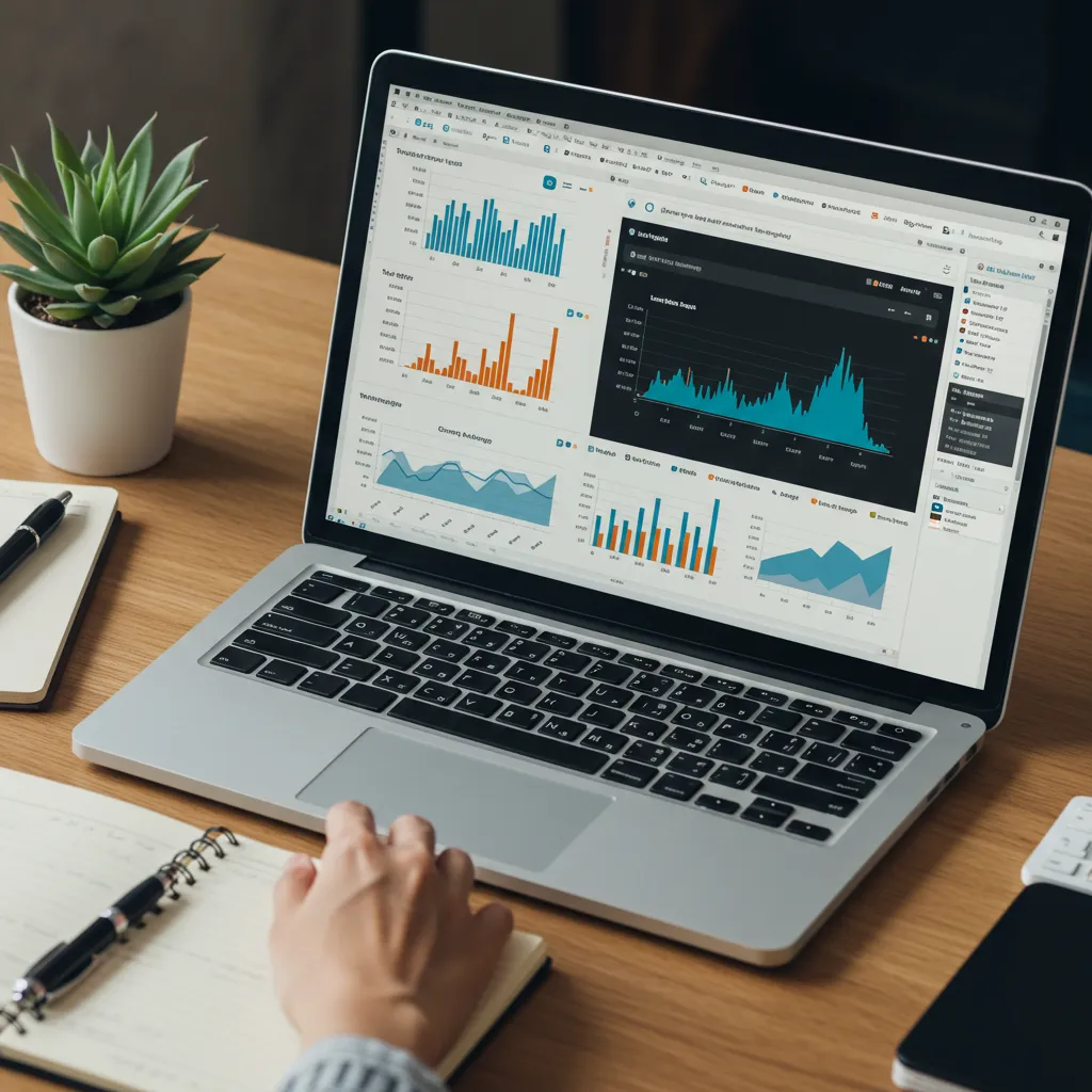 Écran d'ordinateur affichant un tableau de bord analytique avec données de comptes cibles