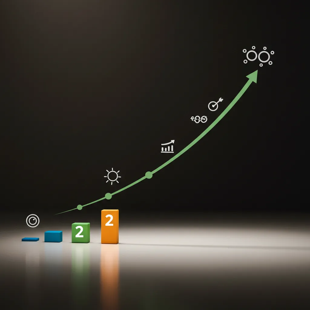 Illustration d'un plan d'action progressif montrant les étapes d'intégration d'une stratégie marketing