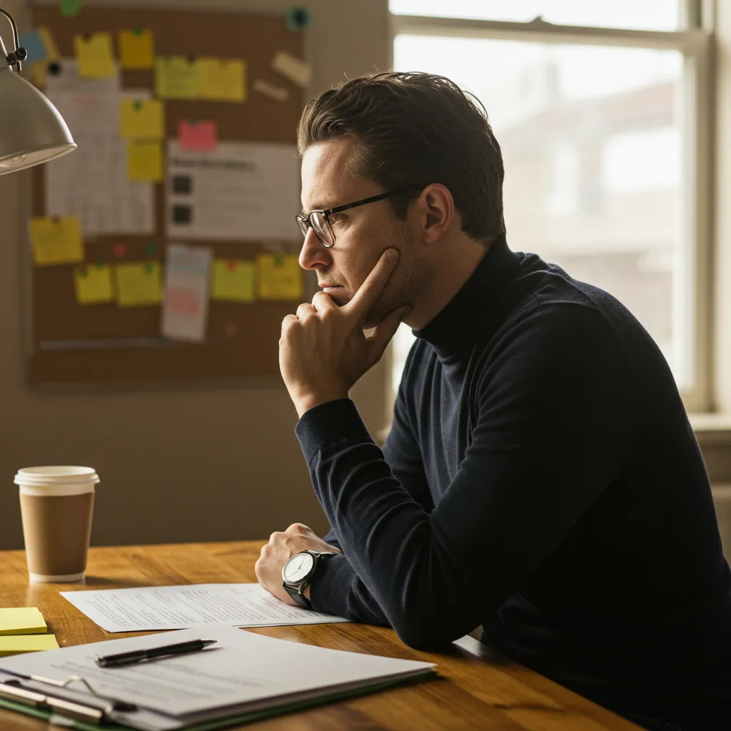 Illustration des freins psychologiques et de la réflexion interne face à une décision difficile