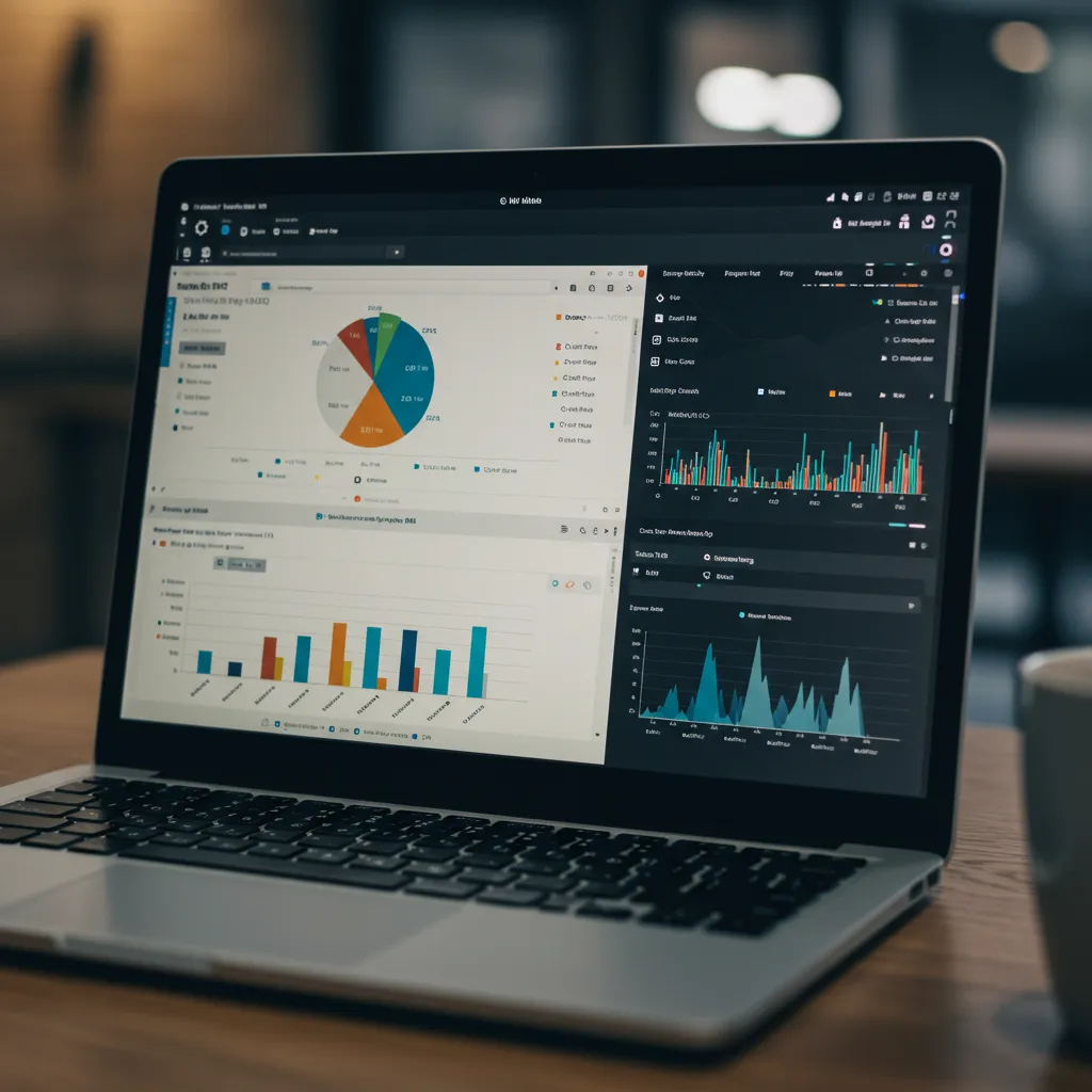 Ecran d'ordinateur affichant un tableau de bord de reseaux sociaux avec des analyses