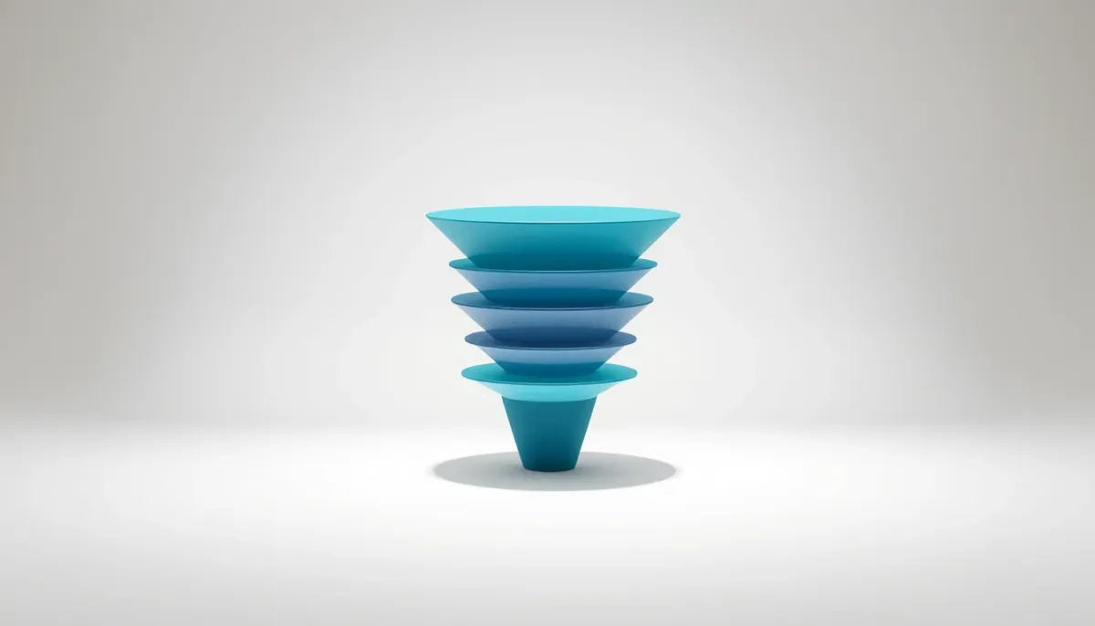 Représentation visuelle d'un tunnel de vente B2B avec ses trois phases TOFU MOFU BOFU