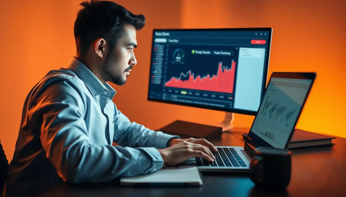 Entrepreneur consultant un logiciel de gestion comptable et fiscale